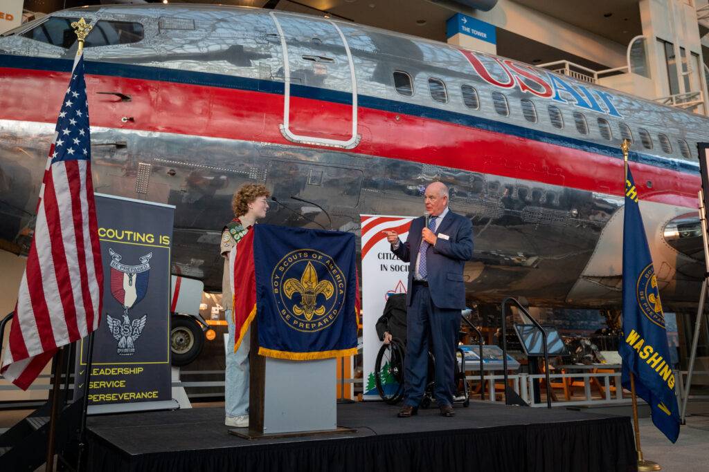 Event Photos of Eagle Scout Banquet Dinner at the Museum of Flight. Photographed by Ludeman Photographic (http://ludemanphotographic.com)